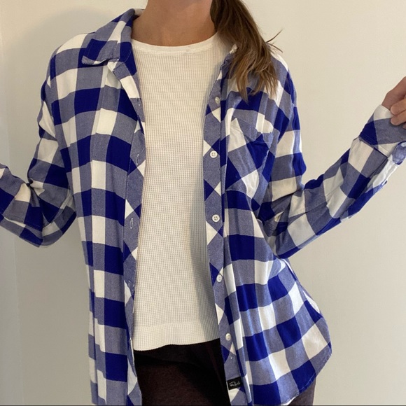Rails blue white plaid checkered button down medium - Picture 2 of 7